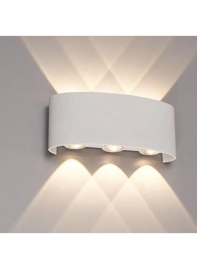 المفتاحة مصباح جداري LED مقاوم للماء - مصباح جداري عصري قابل للرفع والخفض | مصباح جداري خارجي بهيكل من الألومنيوم مزود بـ 6 مصابيح LED | مصباح جداري بسيط للجدران الخارجية والداخلية (أبيض) - Image 5